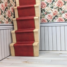 Self-Adhesive Carpet with Real Textile Structure for Dollhouses Scale 1:12 (Red Carpet)