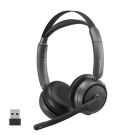 NUROUM HP31DU Wireless Headset with Mic for Work, Bluetooth Headset with Noise Cancelling Microphone, Mute Button, USB/Dongle for PC/Computer/Laptop for Zoom/Teams, Office/Call Center/Work from Home