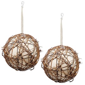 Gute Globe Hummingbird Nesters, Hummingbird Nesting Houses Set of 2, Bird Nesting Materials Holder, Refillable Balls Bird Nesting Station for Outdoor Wild Birds Wrens Finches Parrot (Small)
