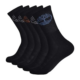 Timberland Boys' 5-Pack Sport Crew Socks, Black, 9/11