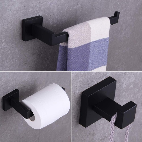 BEIGEEWY 3-Pieces Set Matte Black Bathroom Hardware Set SUS304 Stainless
