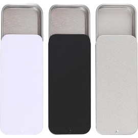 Hariendny 3 PCS Metal Slide Top Tin Containers, 3.14 x 1.33 x 0.47 Inches Portable Tins Container, Rectangular Empty Containers with Lid, Small Storage Metal Tin Box for Candies, Gum, Jewelry, Crafts