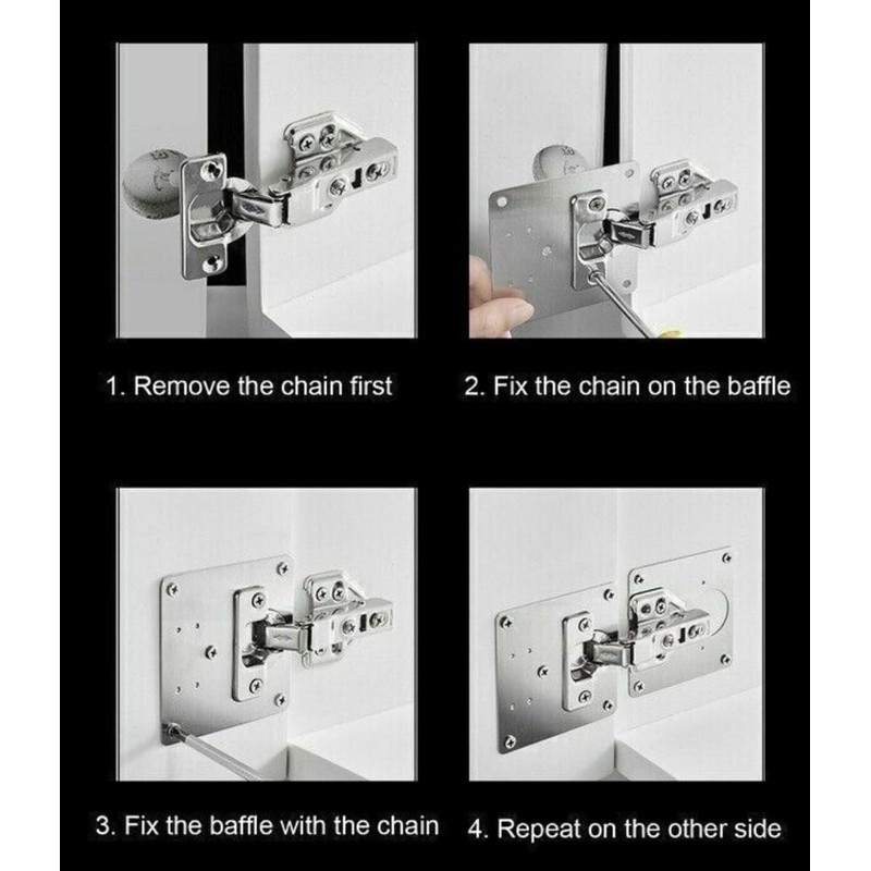10Pcs Stainless Steel Hinge Repair/Reinforcement Plates Set - Durable Cabinet