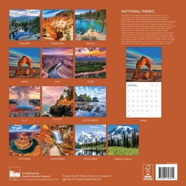 2026 National Parks Wall Calendar 12 Month | 12" x 24" Open | Giftable | Nature Calendar 2026 | Thick & Sturdy Paper for Calendar Organizing & Planning | Pacific Waters Press (National Parks)