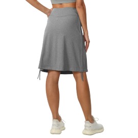Cakulo Women's 20" Knee Length Skorts Skirts Plus Size Tennis Golf Comfy Skirt for Women with Pocket Casual Modest Skirts Heather Grey 3XL