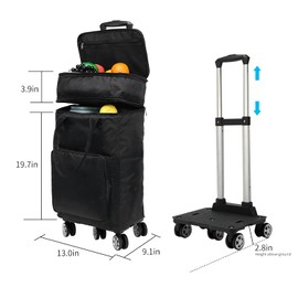 Soft Cooler Bag Wheeled，Expandable Double Deck Large Insulated Rolling Cooler Collapsible Leakproof Portable for Camping Picnic Beach Travel（Black）