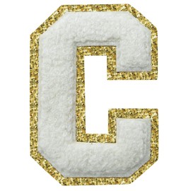 3Pcs Letter Patches Iron on 3.2inch Chenille Letters for Jackets Varsity Letters Patches Letterman Glitter Patches Iron on Letter White C