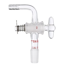 Adamas-Beta Glass Bent Inlet Adapter with 14/20 Male Glass Joint and 2 mm Hose Connection Lab Glassware