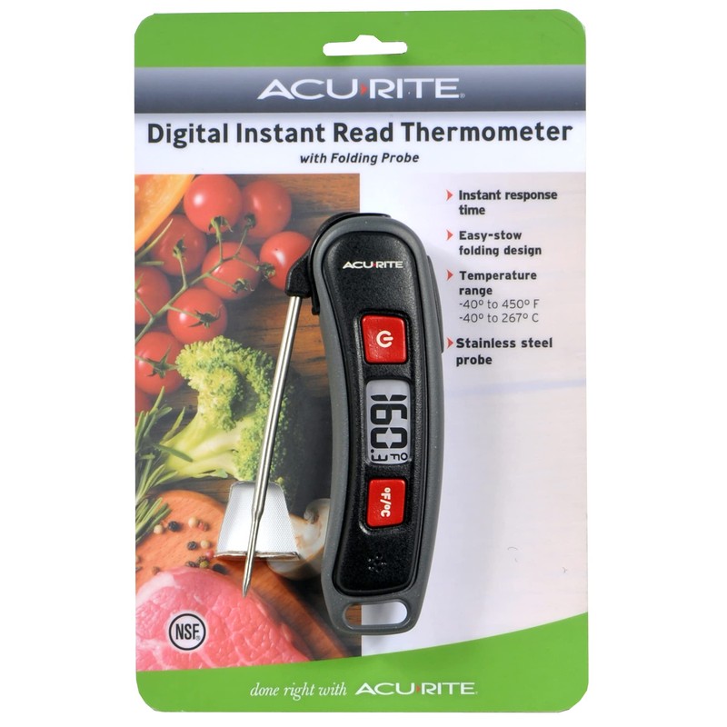 AcuRite, Multicolor Digital Instant Read Thermometer with Folding Probe, 5"