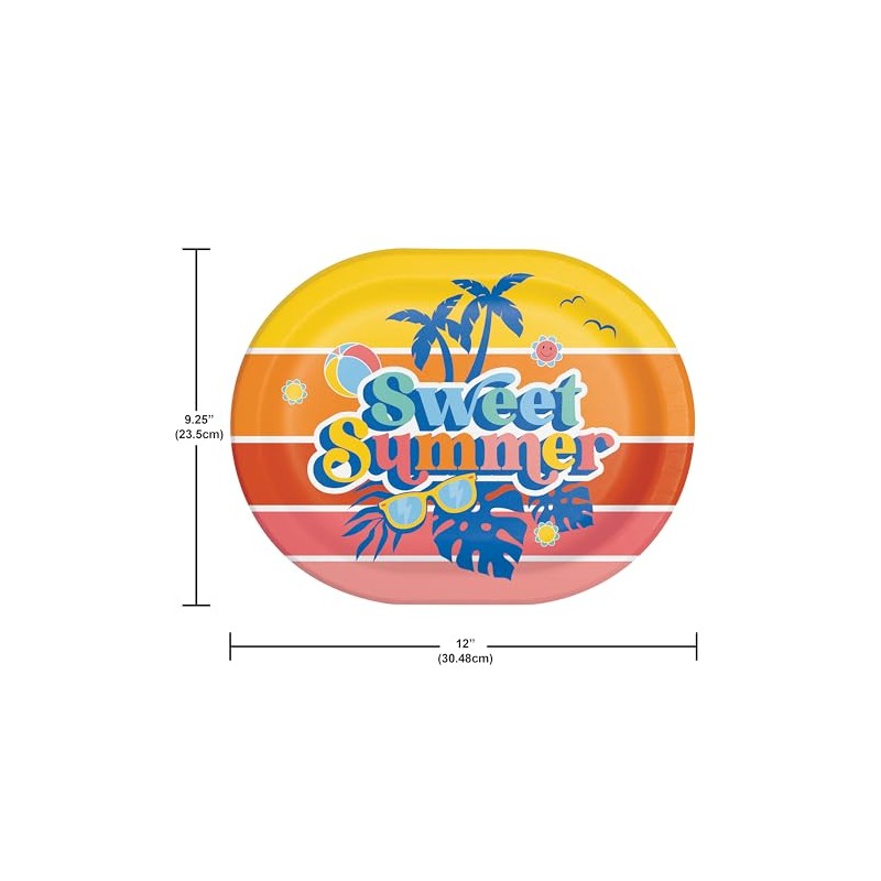 Trendware Summer Vibes Oval Platters, 24 Count