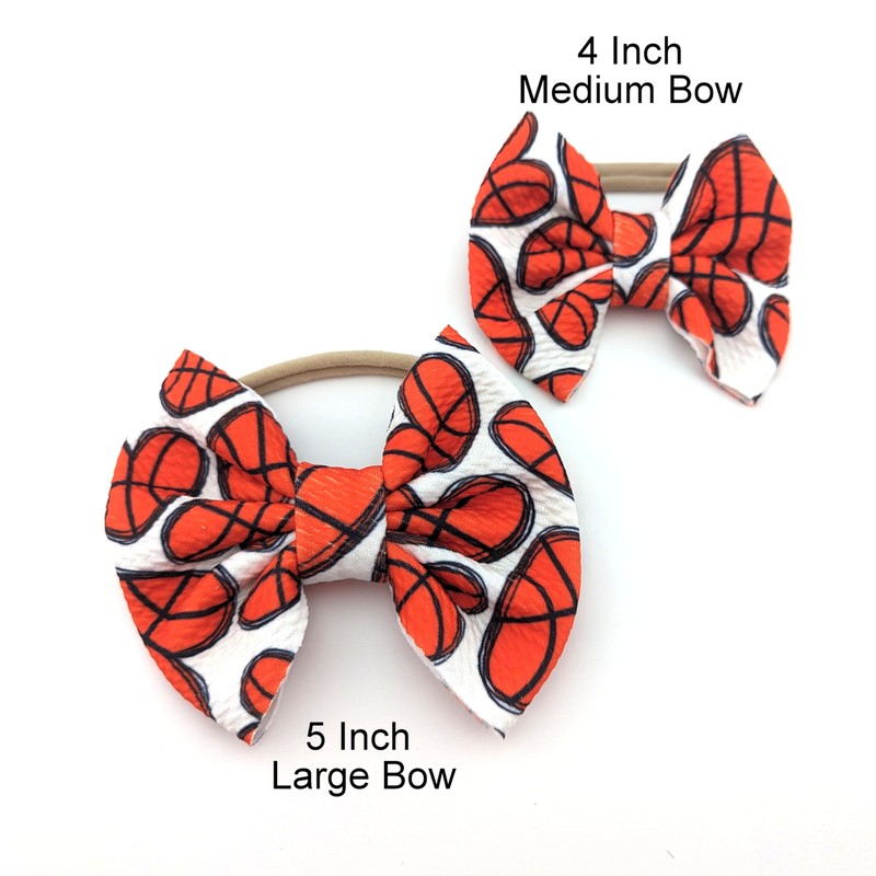 Football Bow and Nylon Headband, Handmade Bullet Fabric Sports Bow