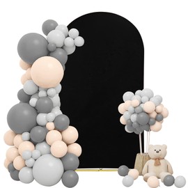 Wedding Arch Cover 7.2FT Black Spandex Arch Cover Stretchy Fitted Arch Cover Round Top Stand Covers Double-side Chiara Backdrop Cover for Wedding Banquet Birthday Party Ceremony Baby Shower Decoration