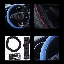 Flaconi 15 Inch Car Steering Wheel Cover, Non-Slip Breathable Steering Wheel Cover, Steering Wheel Protection, Suitable for Most Cars, Trucks (Blue)