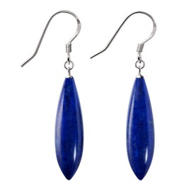Franki Baker Sterling Silver Long Natural Blue A+ Grade Lapis Lazuli Earrings. Length: 5cms
