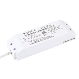 SIRS-E 12V 60W Phase/TRIAC Constant Voltage Dimmable LED Driver for LED Strip Lights, with Removable AC Cord, White