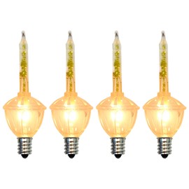 Romasaty Christmas Replacement Bubble Lights, 4 Pack Clear Bulb Gold Glitter Light Bulbs - C7/E12 Candelabra Base Christmas Tree Holiday Decoration Lights