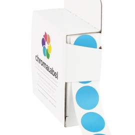 ChromaLabel 19mm (3/4 inch) Permanent Colour-Code Dot Labels, 1000 Stickers/Dispenser Box, Light Blue