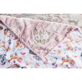 Sweet Darlings, Forest Friends Minky and Rosewater Fawn, Fawn Blanket, Newborn baby blanket, Baby blanket gift, Baby Girl Blankets, Baptism Gift, Bebe