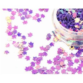 Nail Art Autumn Maple Leaf Glitter Sequin 4mm (Lavender)