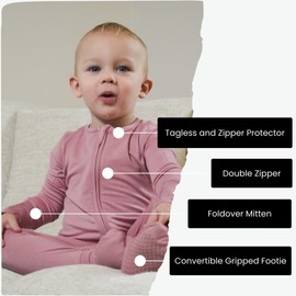 Itsy Bitsy Boutique Viscose Bamboo Baby Sleeper, Soft Convertible Gripped Footie Pajamas with 2-Way Zipper, Ideal for Eczema, Hypoallergenic, Breathable