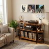 Vinyl Record Player Stand with Power Outlets, 43.3" Mid Century