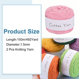 MECCANIXITY 2 Skein Cotton Yarn, 100% Cotton Chunky Yarn for Hand Knitting, Blanket Yarn for Crocheting Each of 204g/7.20oz(Per Skein 150m/164 Yard)/Light Peach