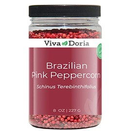 Viva Doria Brazilian Pink Peppercorns, Steam Sterilized Whole Pink Pepper, 8 Oz