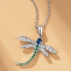 Women's Sterling Silver Dragonfly Necklace, Statement Enamel Rhinestone Blue Dragonfly
