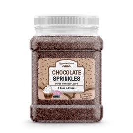 Unpretentious Chocolate Sprinkles, 4 Cups, Made with Real Cocoa, Decorative Dessert Topping