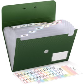 SKYDUE Expanding File Folder, Accordion File Organizer with 13 Pockets for A4/Letter Sized Paper, Accordion Folder with Labels - Document Receipt Organizer for Office, School, Home