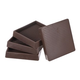 M METERXITY 4-Pack Furniture Coasters Cups, 3" Square Rubber Anti Slide Floor Protector Pads for Sofa Chair/Piano Stopper, Furniture Caster Leg Non Slip Feet Cups [Brown]