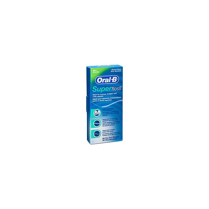 Oral-B Super Floss Mint Dental Floss for Braces Bridges -