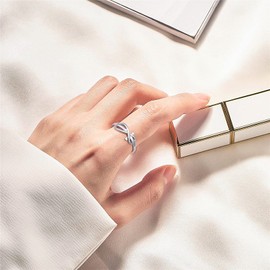 DAOCHONG Inspirational Jewelry 925 Sterling Silver Engraved Faith Hope Love Cubic Zirconia Cross Infinity Ring, Size 5-10, Sterling Silver, no available