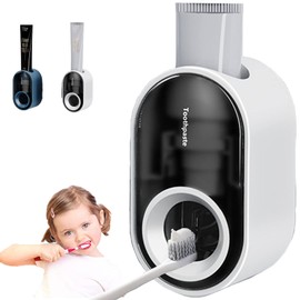 Soporte para Cepillo de Dientes,Dispensador de Pasta Dental con Montado en La Pared,Accesorios de BañO para NiñOs y Adultos,Conveniente para El BañO Familiar,BañO y Ducha de NiñOs,BañO (whlite)
