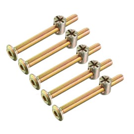 sourcing map M6x60mm Furniture Bolt Nut Set Hex Socket Screw with Barrel Nuts for Beds Headboards Chairs 5 Sets