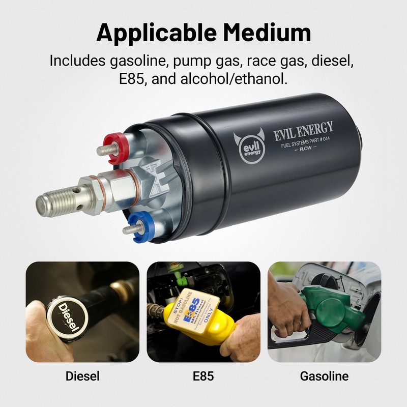 EVIL ENERGY External Inline Fuel Pump Electric 300LPH High Flow