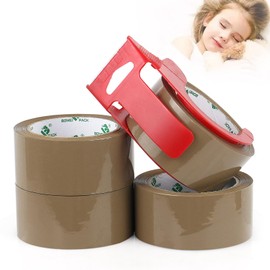 BOMEI PACK Cinta de Embalar, 4 Packs con Dispensador, Cinta de Embalar Silenciosa, 2.4Mil, 1.88 Pulgadas x 72yds por Rollo, Cinta Ultra Fuerte para Envíos de Cajas de Mudanza (Marrón)
