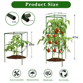 3 Pack 47 * 15.7 * 15.7IN Tomato Cages with 25 Clips for Garden,Square Metal Plant Support Cages,Height Adjustable Small Tomato Cage for Climbing Vegetables Flowers and Tomato Trellis