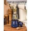 Ceramic Honey Jar with Dipper and Lid 10oz, Honey Pot