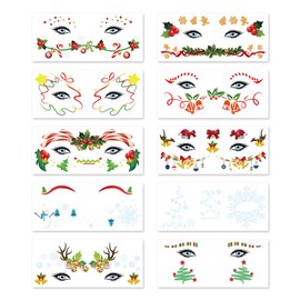 Christmas Face Temporary Tattoos,10 Sheets Christmas Makeup Cute Santa Claus Snowman Deer Face Stickers Tattoos for Christmas Decorations Xmas Party Supplies,Xmas Gifts Stocking Fillers