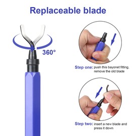 flintronic Universal deburring tool, metal handle, hand deburring tool with 10 replacement blades, 360° rotating blade, cutting tool for 3D printers, plastic, aluminium (1 tool + 11 blades)