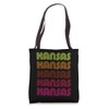 Retro State of Kansas Inline Font Disco Design Vintage Tote