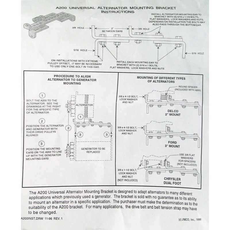 Gladiator New Premium Universal Generator to Alternator Bracket A200 S-1508