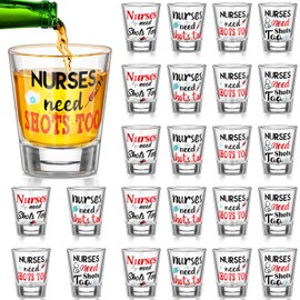 FoldTier 24 Pieces Nurse Shot Glasses Bulk 1.8 Oz Funny Nursing Wine Glasses Nurse Need Shots Too Glasses Nurse Gifts Ideas Set for Women Men Nurse's Day Birthday Graduation Christmas Gifts