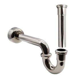 Westbrass CO401-8-05 1-1/4" Brass Bathroom Sink P-Trap with 8" Slip Joint Extension Tube, Polished Nickel