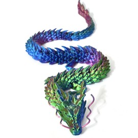 FOLANDO 3D Printed Dragon, 45cm Full Articulated Dragon Figure Flexible Joints Home Decor Executive Desk Decoration Office Decor Crystal Dragon Gift(Dazzling Color)