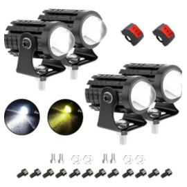 2 Par Faros Luces Led Para Motos Auto Doble Color Auxiliares Ambos Lados