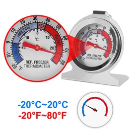 2Pcs Refrigerator Thermometer -30~30°C/-20~80°F Fridge Analog Freezer Thermometer Stainless Steel Large Dial Temperature Gauge for Home, Kitchen, Restaurants Refrigerator