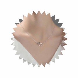 Inateannal Vintage Open Heart Pendant Necklaces Silver Heart Choker Necklace Tiny Love Heart Chain Necklace Hollow Double Heart Necklace Jewelry for Women Girls
