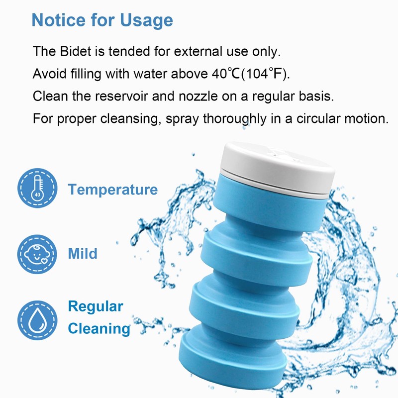 Collapsible Peri Bottle Small Portable Bidet Sprayer, 300ml Travel Size